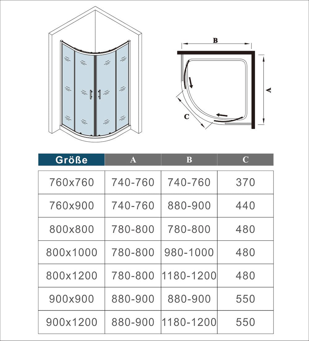 Duschkabine Falttür Drehfalttür Glas