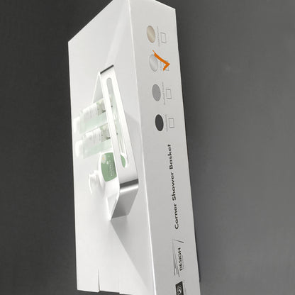 Duschablage mit 2 Haken, Duschkorb KLEBEN oder Bohren, Eckregal Rechteckig/Rechteckig, Schwarz