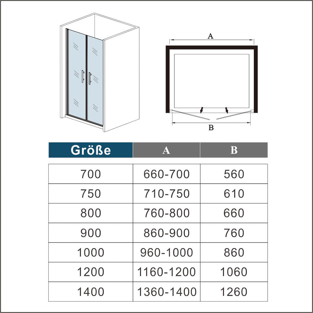 Duschkabine Drehtür Glas Höhe: 195cm