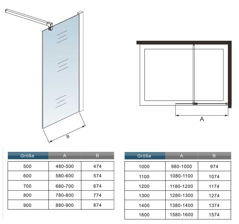 Duschkabine Falttür Drehfalttür Glas