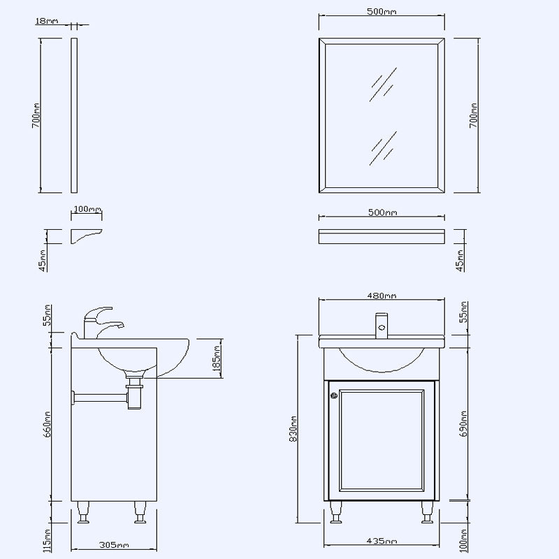 50*70 cm Spiegel mit Ablage Teakholz
