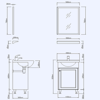50*70 cm Spiegel mit Ablage Teakholz