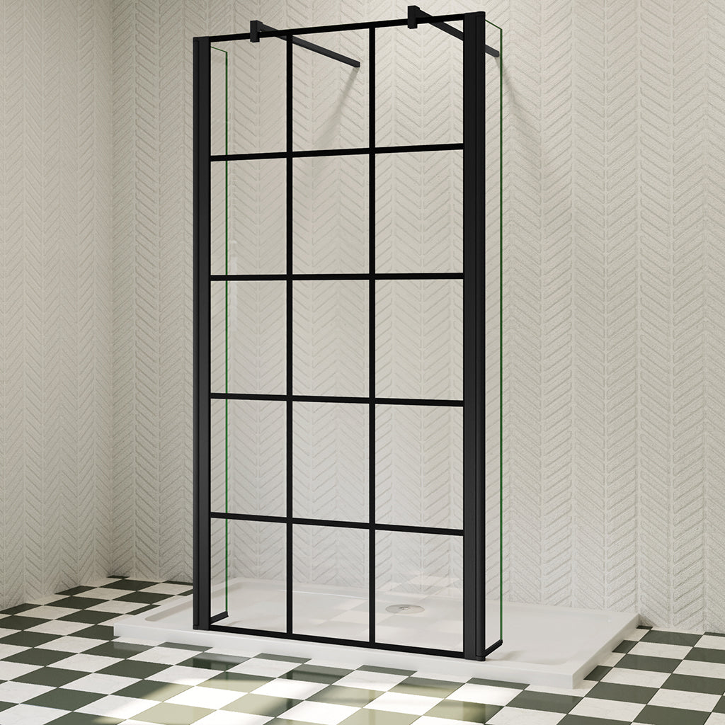 Begehbare Dusche Duschwand Duschabtrennung 100 cm 8mm NANO Glas H.200 cm mit 40cm Spritzschutz