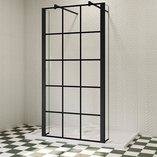 Begehbare Dusche Duschwand Duschabtrennung 100 cm 8mm NANO Glas H.200 cm mit 40cm Spritzschutz