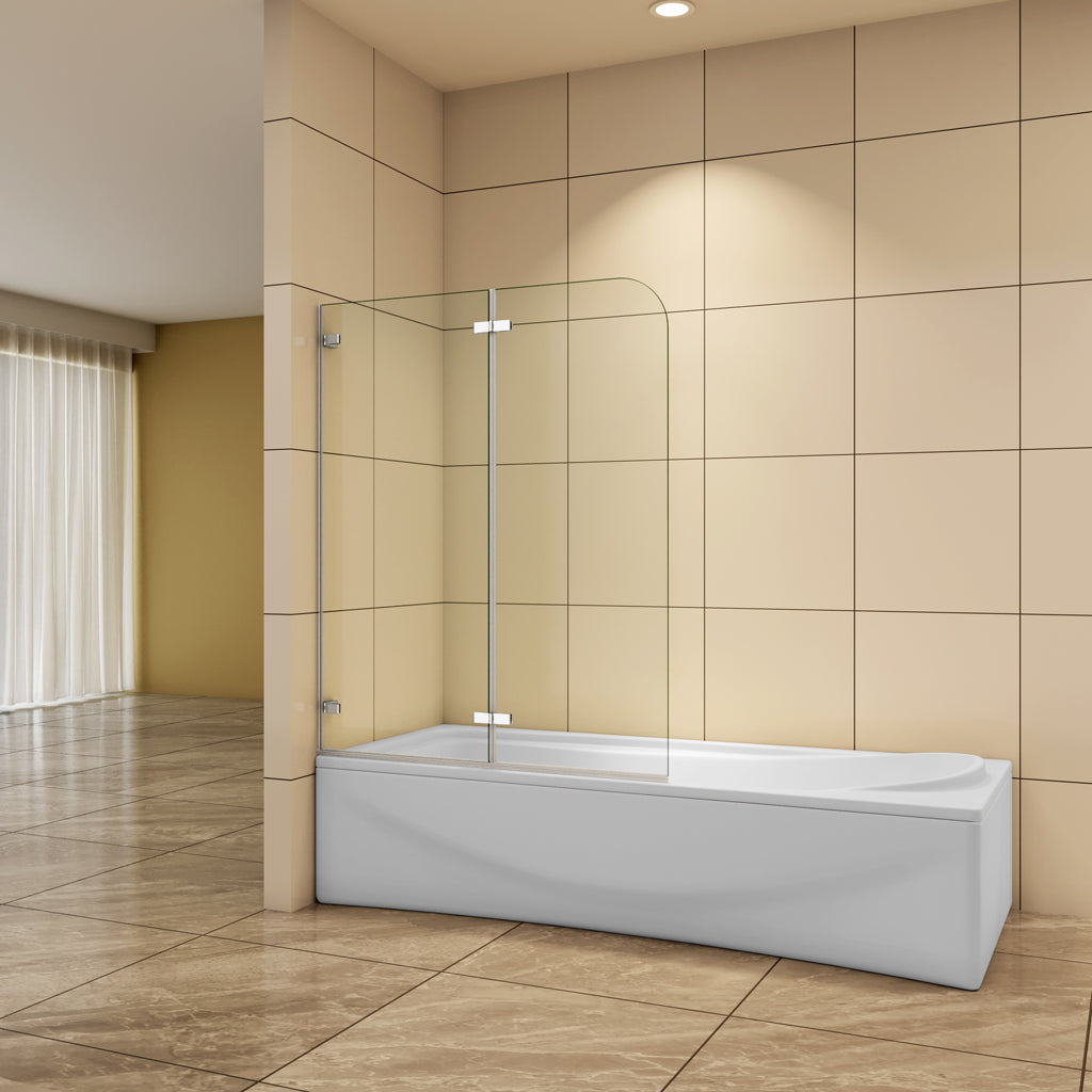 Aica Badewannenaufsatz 100 cm 5mm Glas Falttür Badewannenfaltwand