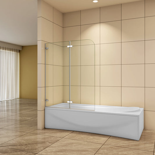 Aica Badewannenaufsatz 100 cm 5mm Glas Falttür Badewannenfaltwand