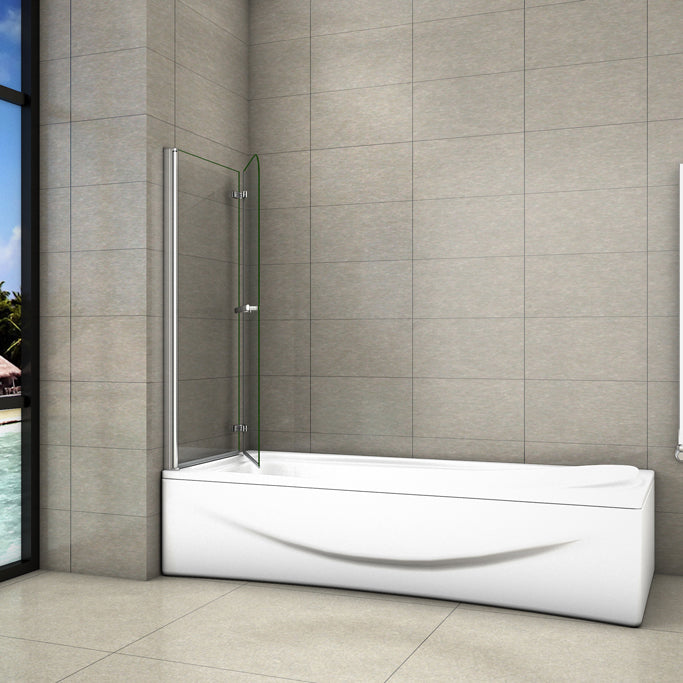 100 cm H.140 cm Falttür 6mm NANO Glas Badewannenfaltwand Badewannenaufsatz