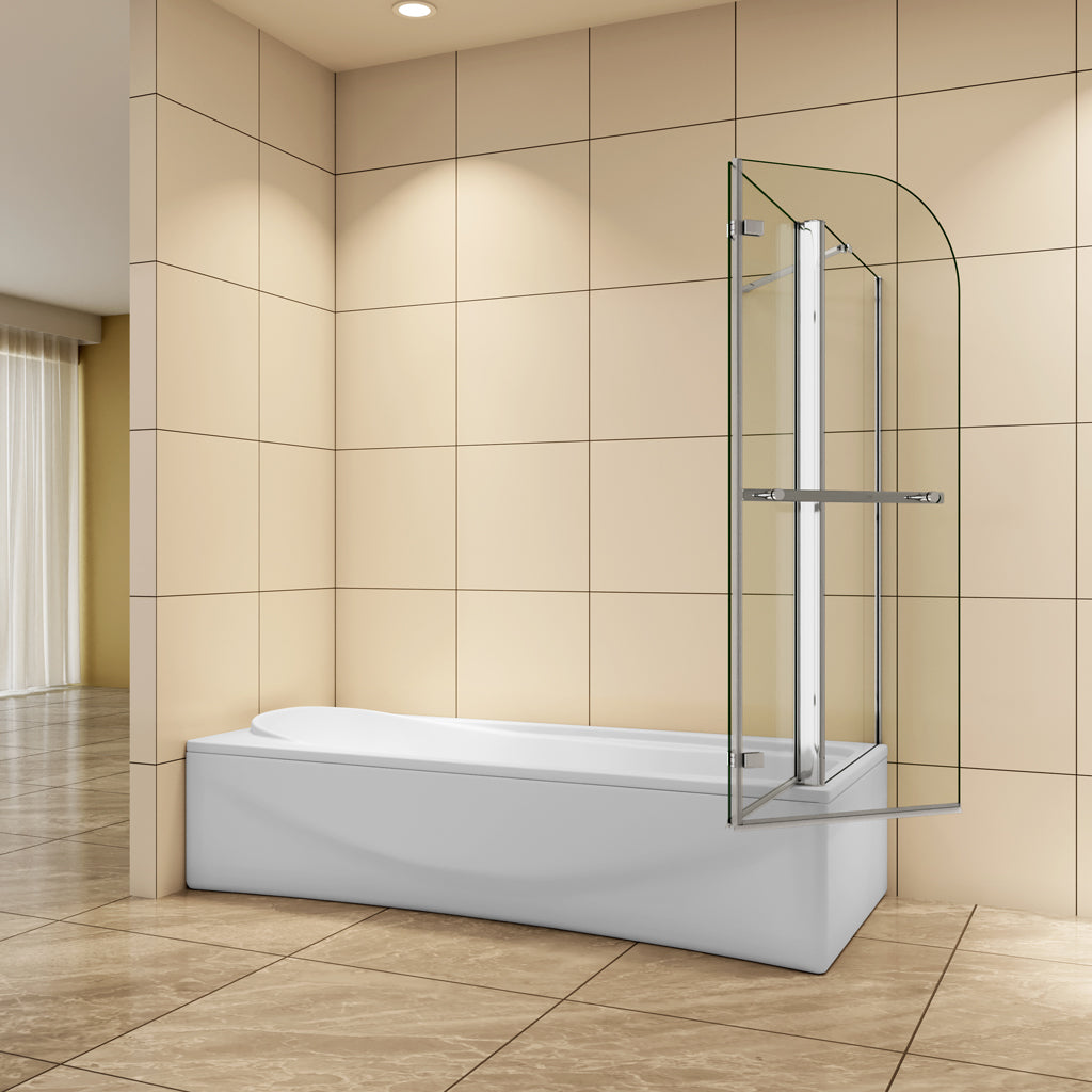 Badewannenaufsatz 100x70 x H.140 cm Falttür Badewannenfaltwand 6mm NANO Glas