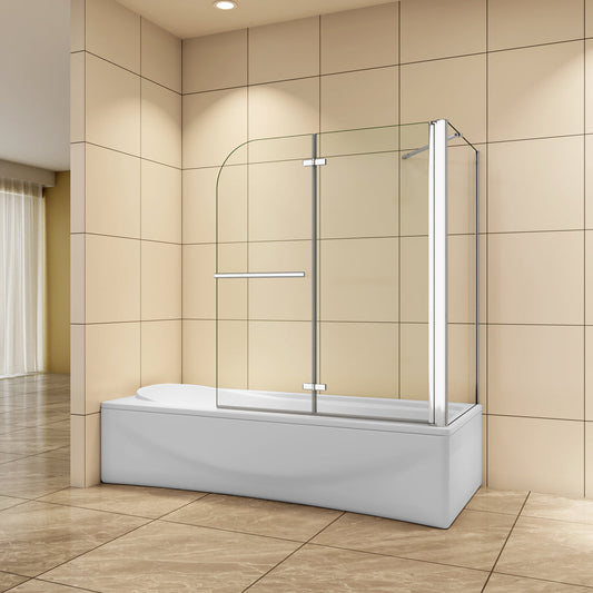 Aica Badewannenaufsatz 100x75 cm 6mm NANO Glas Falttür Badewannenfaltwand Stützstange