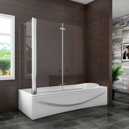 Badewannenaufsatz 100x80 cm 6mm NANO Glas Falttür Badewannenfaltwand Stützstange