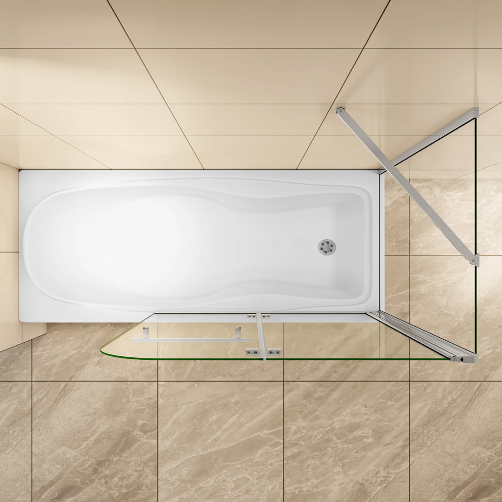 Badewannenaufsatz 120x70 cm Falttür Stützstange 6mm NANO Glas