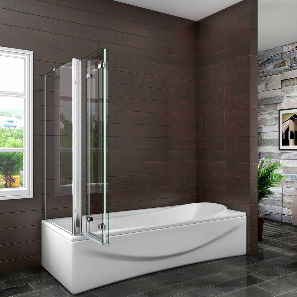 Badewannenfaltwand 130x70 cm Badewannenaufsatz Falttür Stützstange Aica