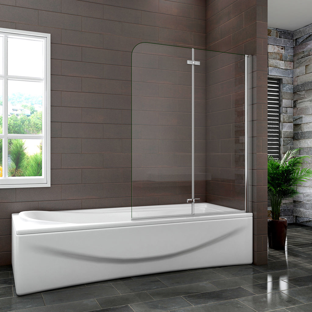 Aica Badewannenaufsatz 90 cm 6mm NANO Glas Falttür Badewannenfaltwand