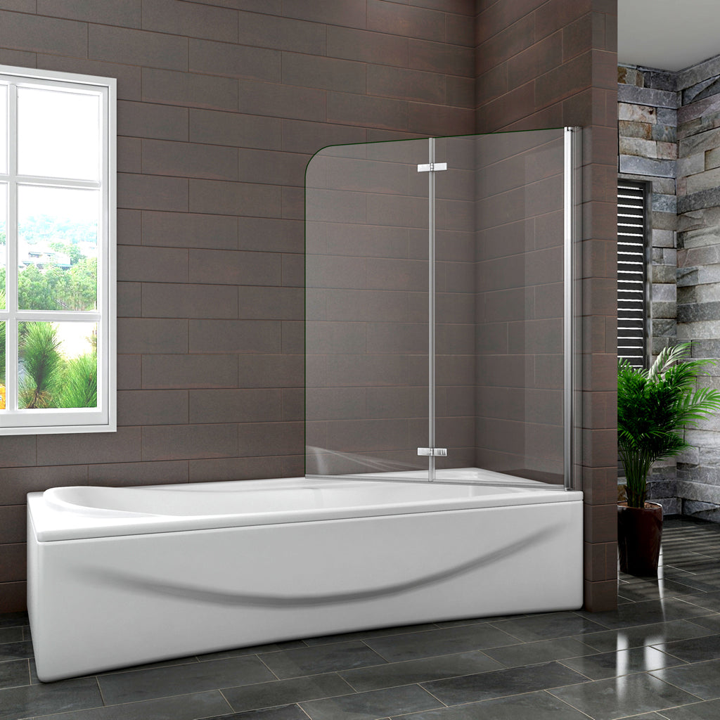 Badewannenaufsatz 90 cm H.140 cm Falttür Badewannenfaltwand 6mm NANO Glas