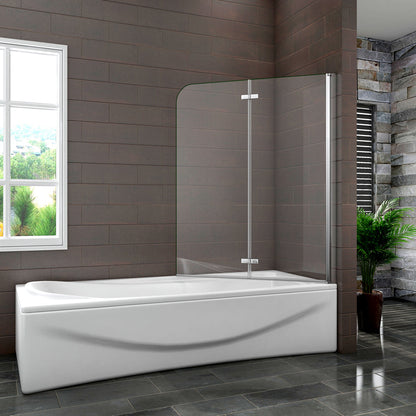 Badewannenaufsatz 90 cm H.140 cm Falttür Badewannenfaltwand 6mm NANO Glas