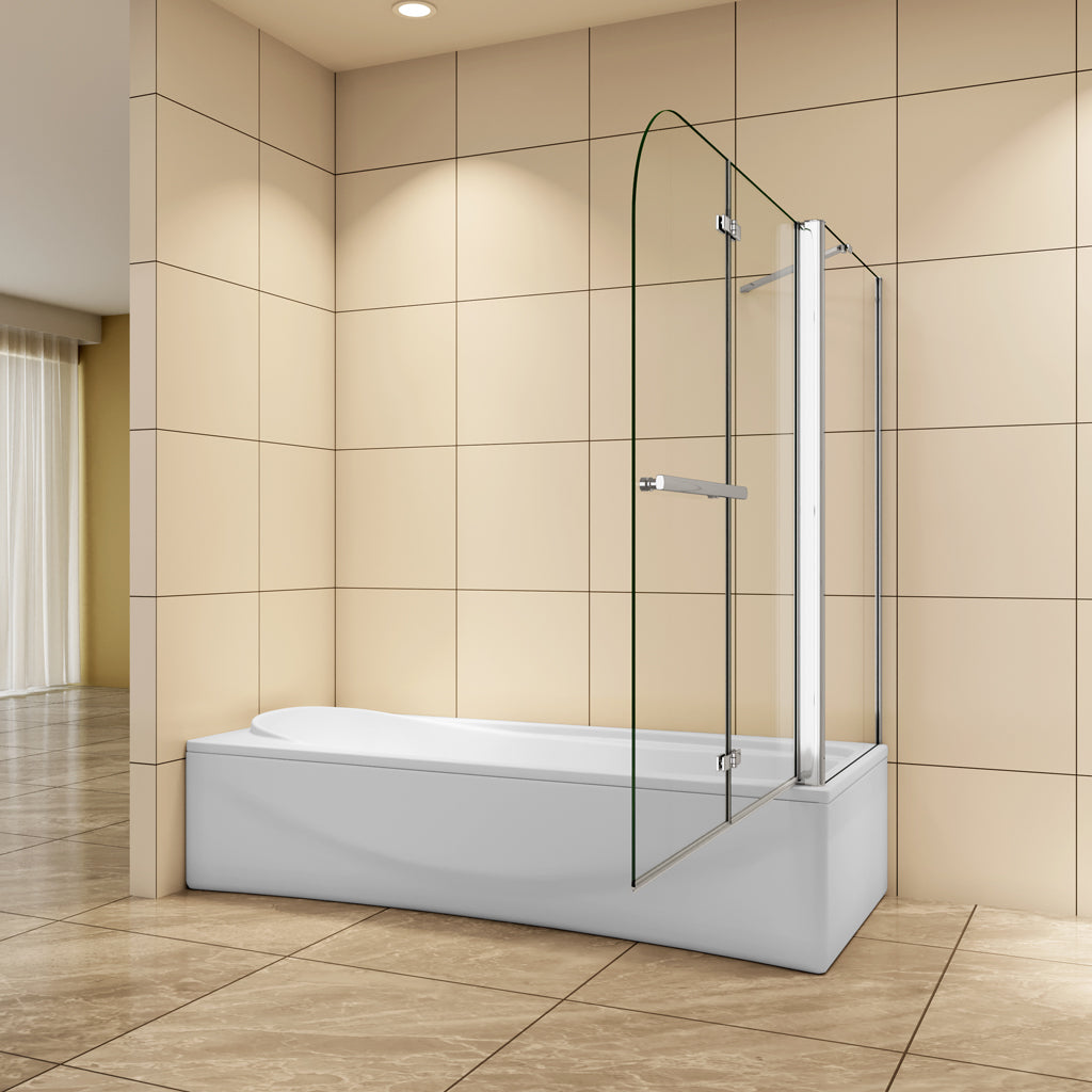 95x70 cm H.140 cm Falttür 6mm NANO Glas Badewannenfaltwand Badewannenaufsatz