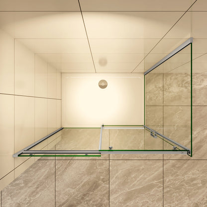 Duschkabine Duschtür+Seitenwand 100x70 cm Schiebetür Dusche 8mm NANO Glas