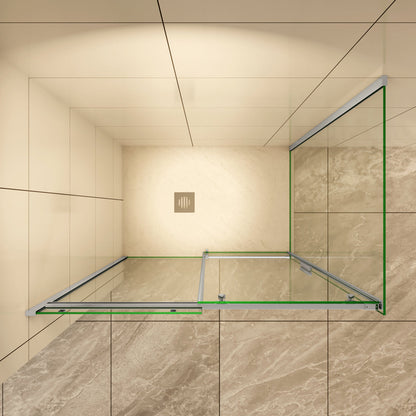 Duschkabine Duschtür+Seitenwand 110x80 cm Schiebetür Dusche 6mm Glas Aica