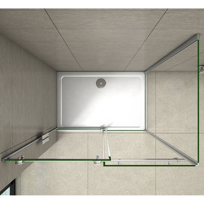 Duschtür+Seitenwand 115x70 cm H.195 cm Schiebetür 6mm Glas Duschkabine Duschwand