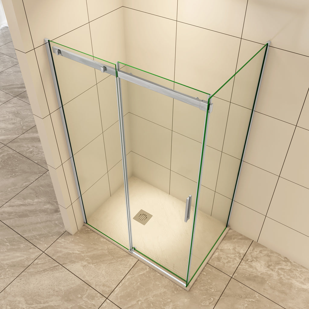 120x70 x H.195 cm Schiebetür Duschabtrennung 6mm Glas Aica Duschtür+Seitenwand