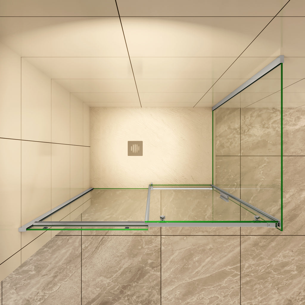 Duschkabine Duschtür+Seitenwand 120x80 cm Schiebetür Dusche 6mm Glas Aica