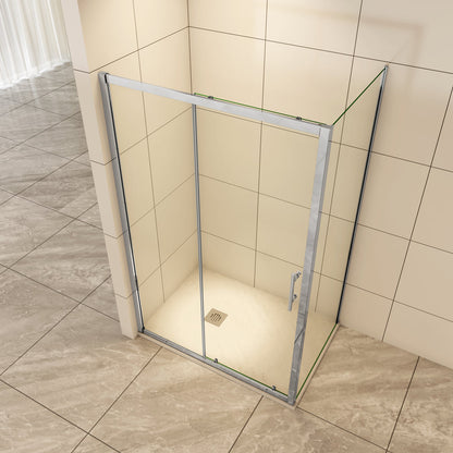 Duschtür+Seitenwand 140x70 x H.190 cm Schiebetür 5mm Glas Aica Duschkabine Duschwand