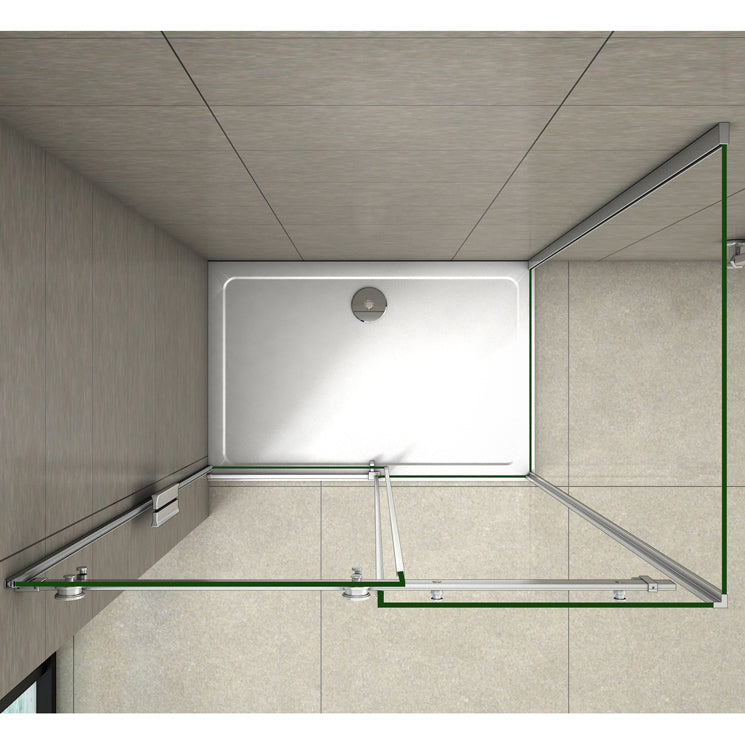 Duschtür+Seitenwand 145x80 cm H.195 cm Schiebetür 6mm Glas Duschkabine Duschwand