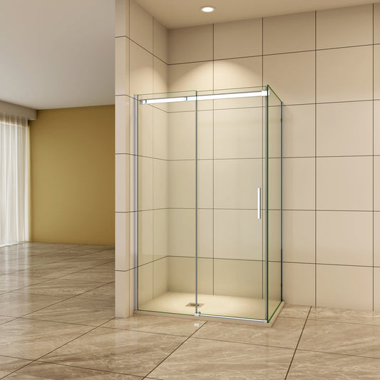 Duschtür+Seitenwand 150x70 cm Duschwand 6mm Glas Schiebetür Duschabtrennung