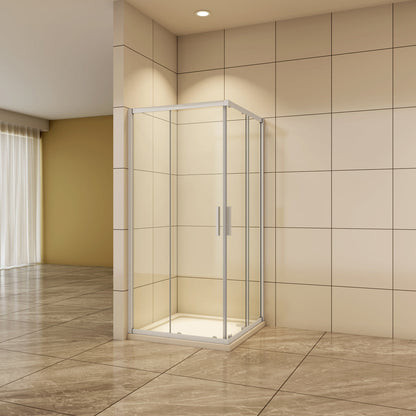 Aica Eckeinstieg 100x100 cm 5mm Glas Schiebetür Duschabtrennung