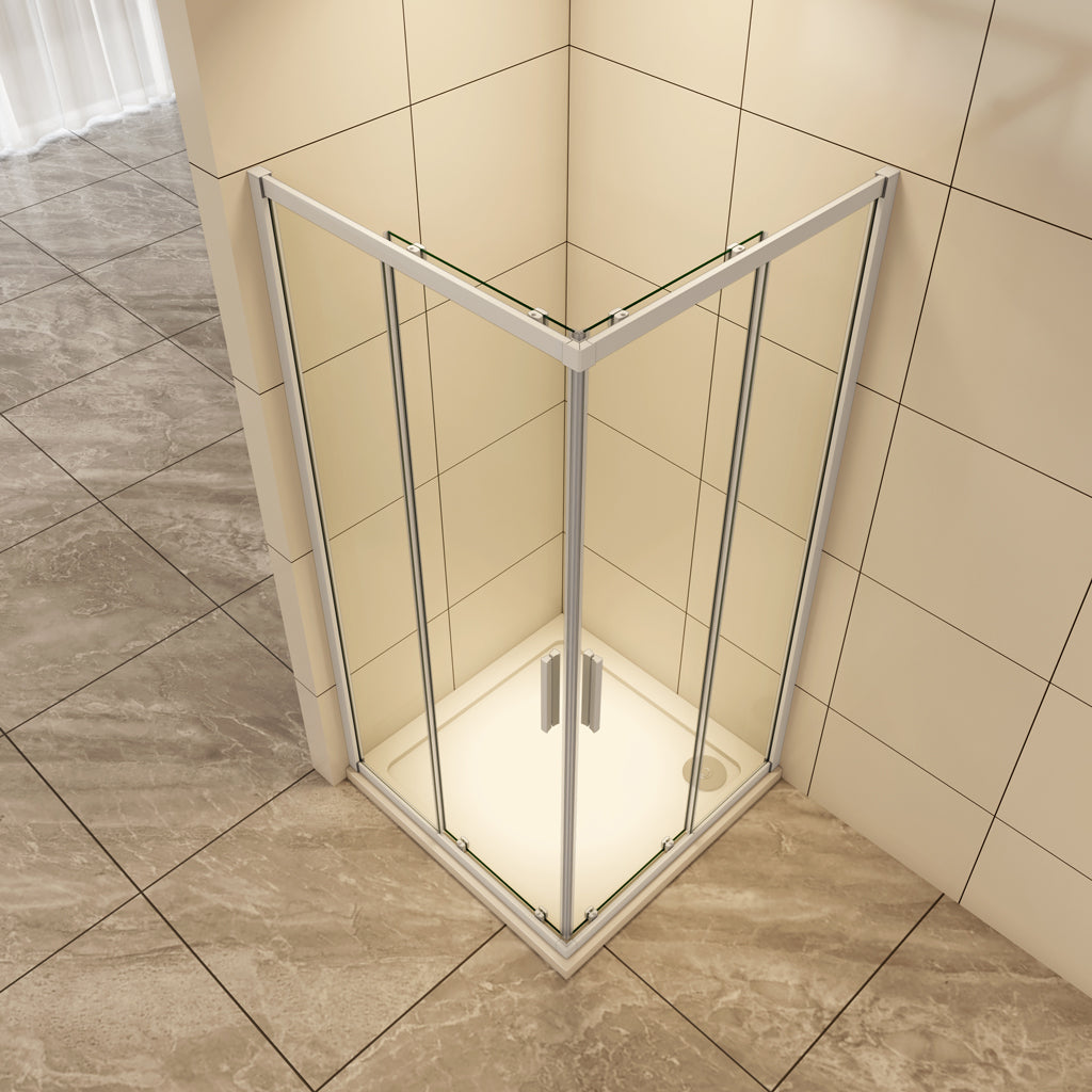 100x100 cm H.185 cm Schiebetür Duschabtrennung 5mm Glas Eckeinstieg