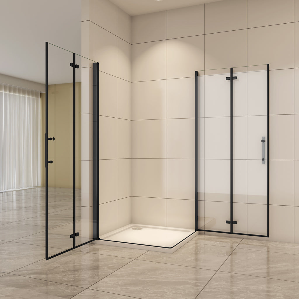 100x100 x H.195 cm Falttür Duschabtrennung 6mm NANO Glas Eckeinstieg
