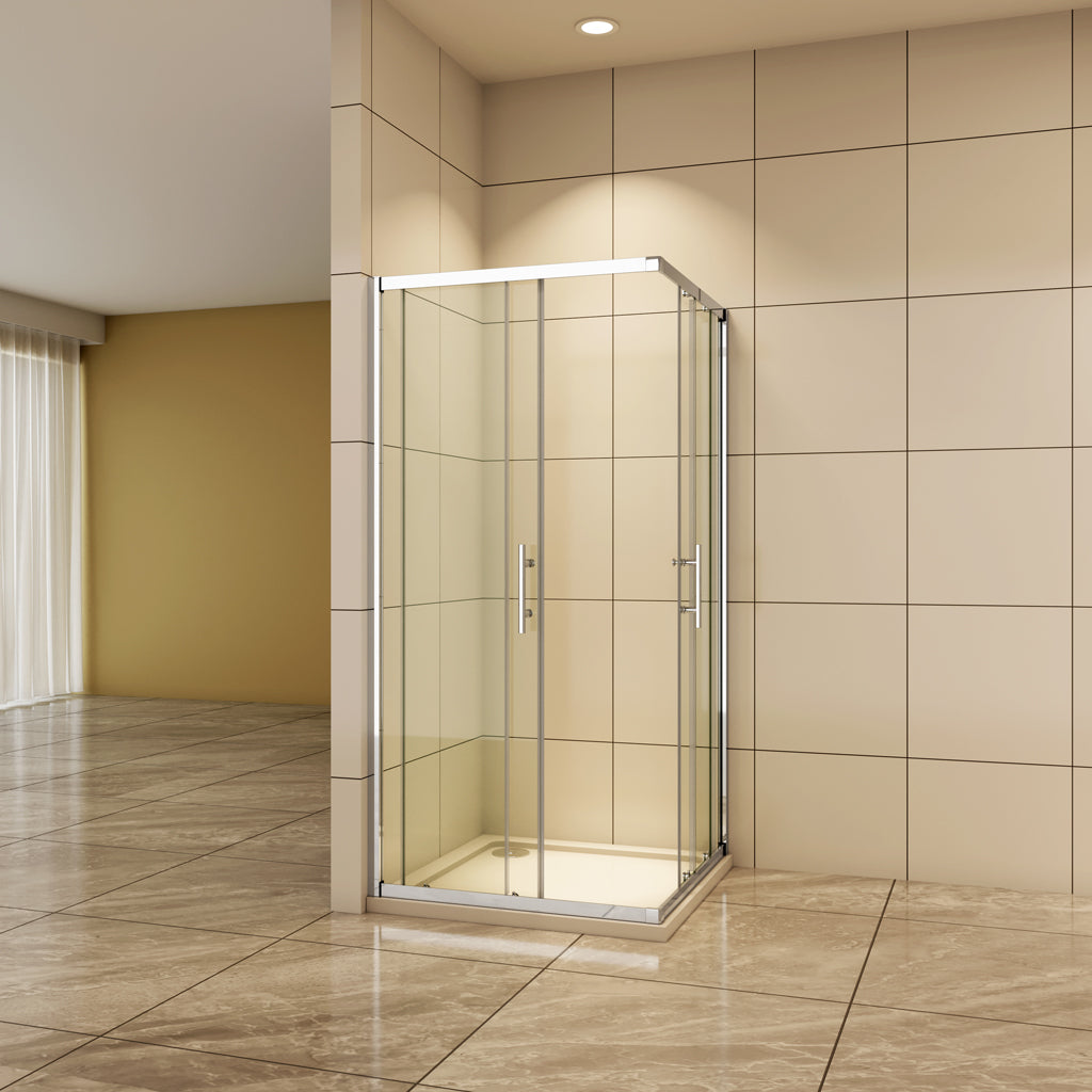 Duschkabine Eckeinstieg 100x100 cm Schiebetür 6mm Glas