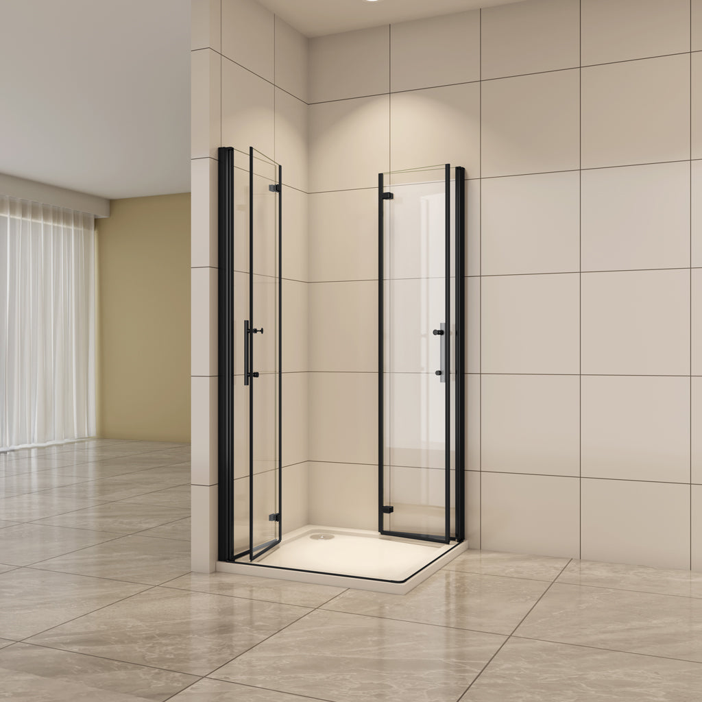 Eckeinstieg 110x110 cm H.195 cm Falttür 6mm NANO Glas Duschkabine