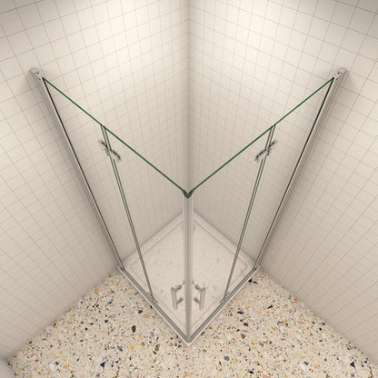 110x110 x H.195 cm Falttür Duschabtrennung 6mm NANO Glas Aica Eckeinstieg