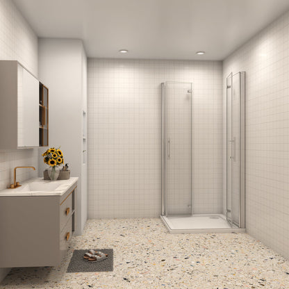 Duschkabine Eckeinstieg 110x110 cm Falttür 6mm NANO Glas Dusche