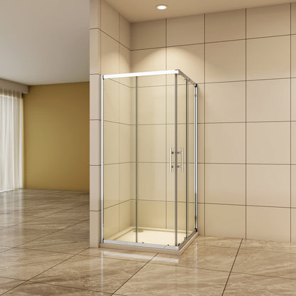Aica Eckeinstieg 120x120 cm 6mm NANO Glas Schiebetür Duschabtrennung