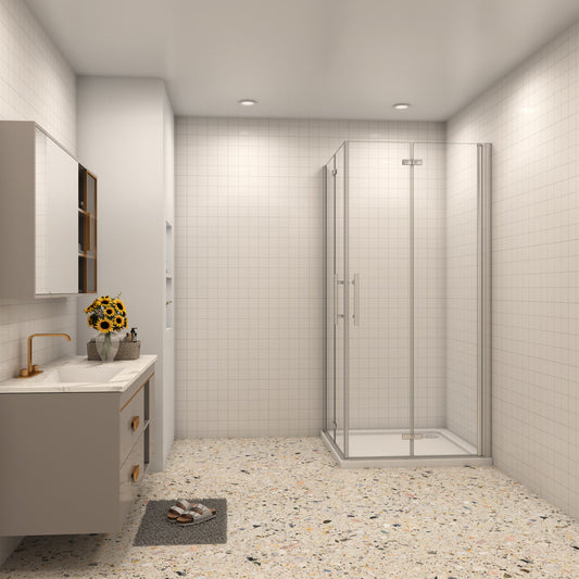 Eckeinstieg 70x70 cm 6mm NANO Glas Falttür Duschabtrennung