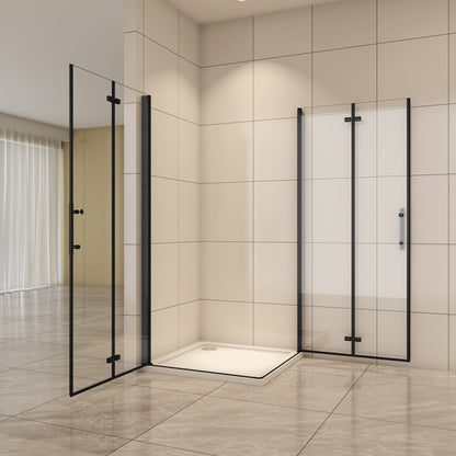76x76 x H.195 cm Falttür Duschabtrennung 6mm NANO Glas Eckeinstieg