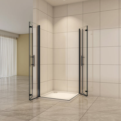 Duschkabine Eckeinstieg 76x76 cm Falttür 6mm NANO Glas Aica