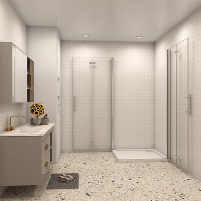 Eckeinstieg 90x90 cm H.185 cm Falttür 6mm NANO Glas Duschkabine