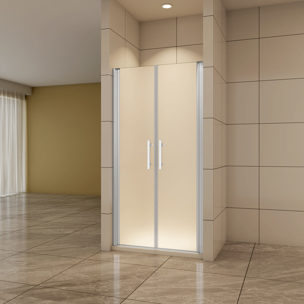 Aica Nischentür 120 cm 6mm Glas + Splitterschutzfolie Pendeltür Duschabtrennung