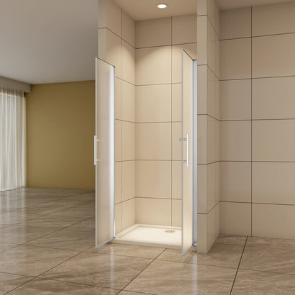 Nischentür 120 cm H.195 cm Pendeltür 6mm Glas + Splitterschutzfolie Duschkabine