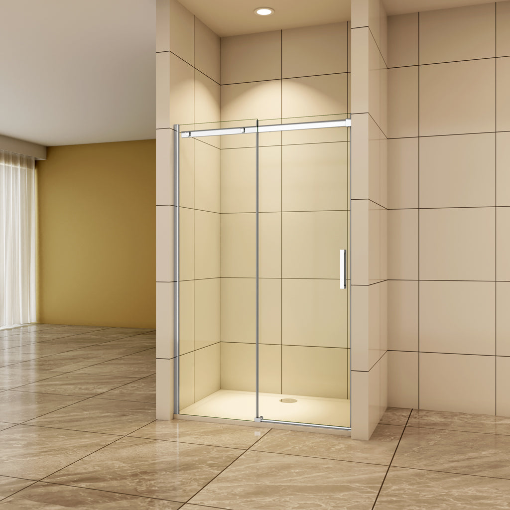 Aica Nischentür Duschtür 120 cm 8mm NANO Glas Schiebetür Duschabtrennung