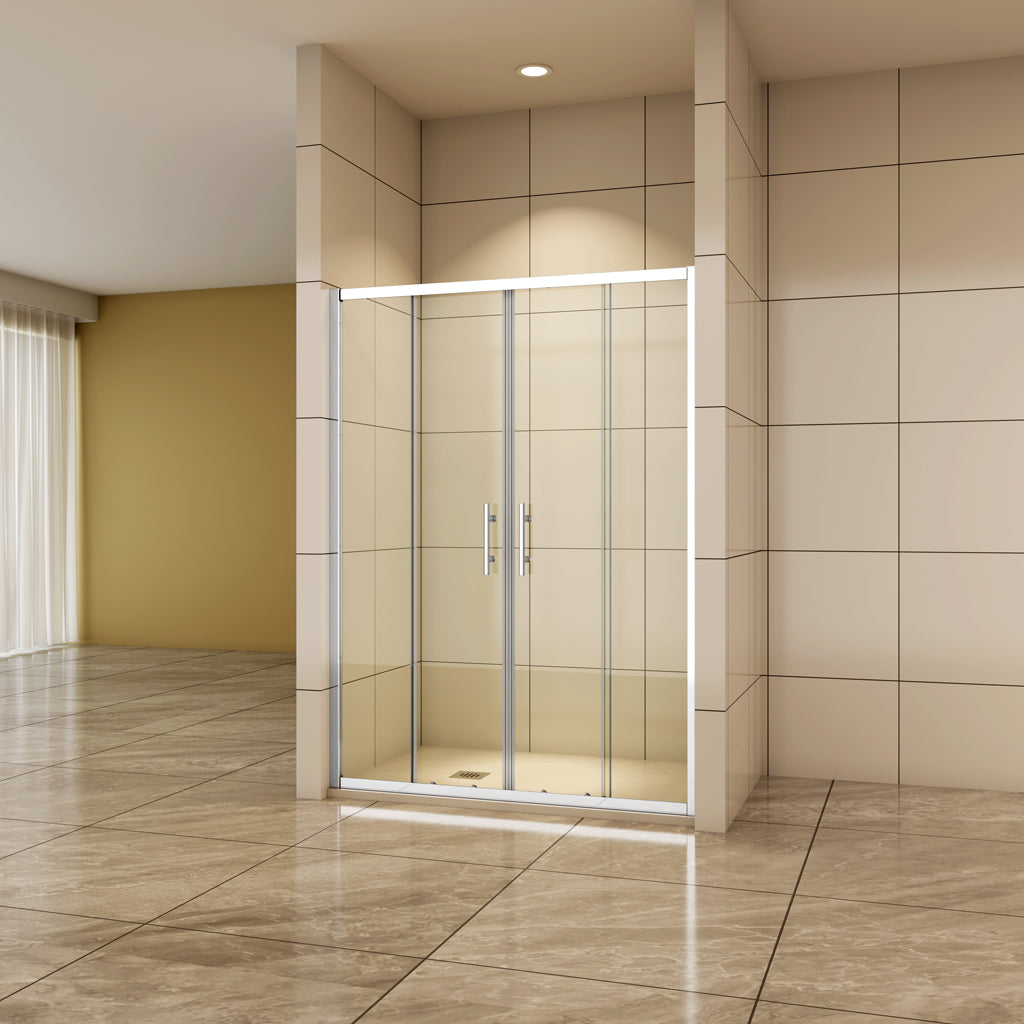 Aica Nischentür Duschtür 140 cm 5mm Glas Schiebetür Duschabtrennung