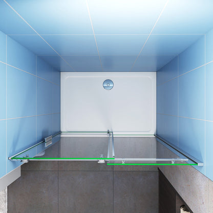 Nischentür 155 cm H.195 cm Schiebetür 6mm Glas Duschkabine