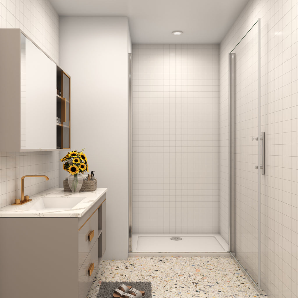 Duschkabine Nischentür 70 cm Drehtür 6mm NANO Glas Aica