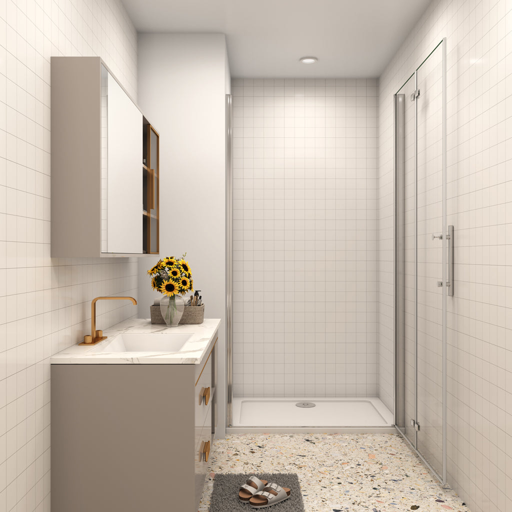 76 x H.195 cm Falttür Duschabtrennung 6mm NANO Glas Aica Nischentür