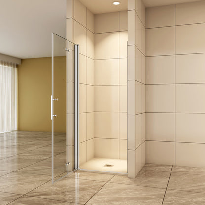 Nischentür 80 cm H.195 cm Falttür 6mm NANO Glas Duschkabine Aica