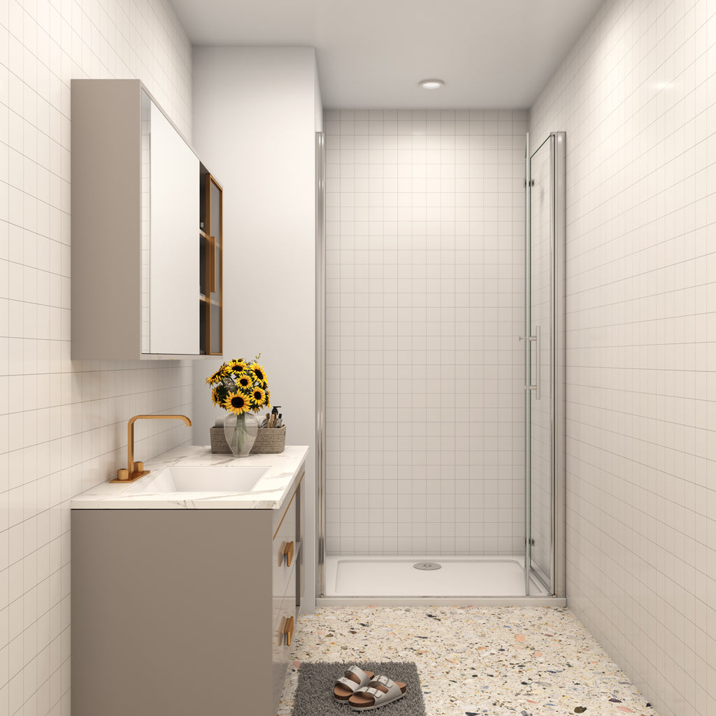 Duschkabine Nischentür Duschtür 90 cm Falttür 6mm Glas Aica