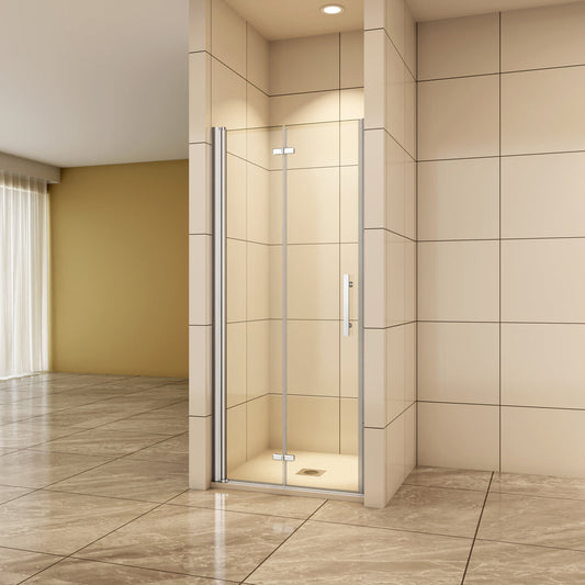 Aica Nischentür Duschtür 90 cm 6mm NANO Glas Falttür Duschkabinen